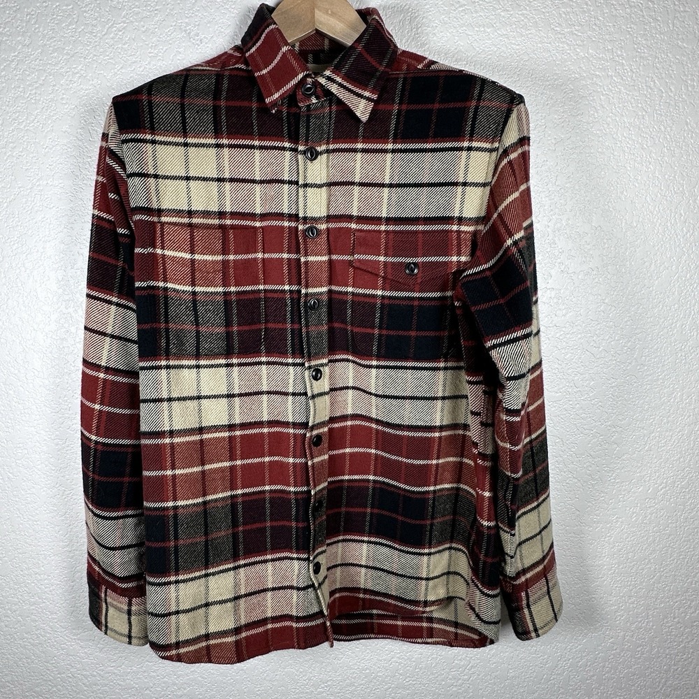 Taylor Stitch Crater Shirt in Rust Plaid Medium Weight Flannel 40